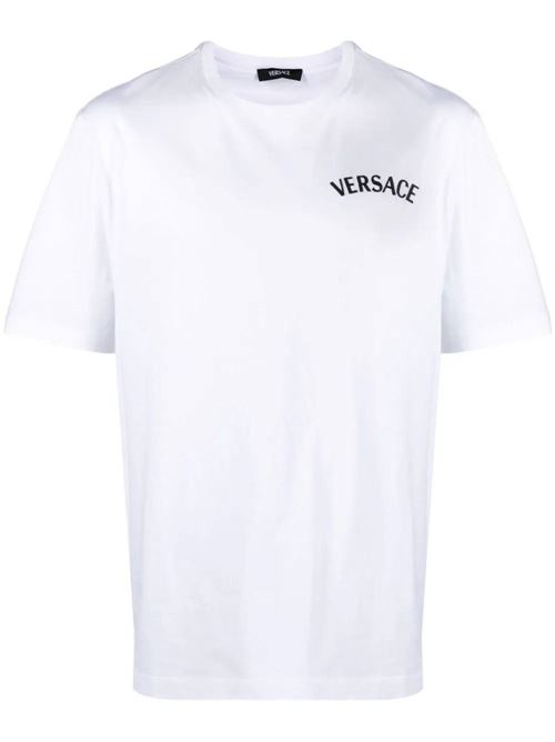 T-shirt in  logo ricamato Versace | 10133021A098651W010