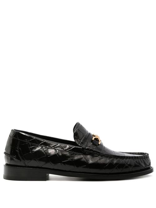 Black calf leather loafer Versace | 10135921A098811B00V