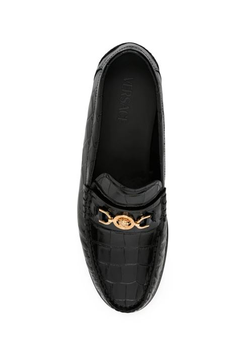 Black calf leather loafer Versace | 10135921A098811B00V