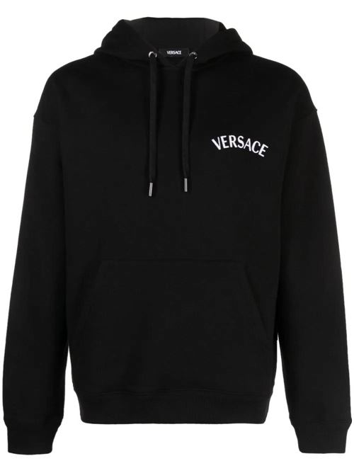 Black cotton jersey hoodie Versace | 10139791A099231B000