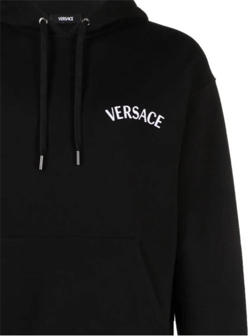 Black cotton jersey hoodie Versace | 10139791A099231B000