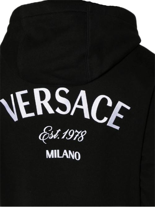 Black cotton jersey hoodie Versace | 10139791A099231B000