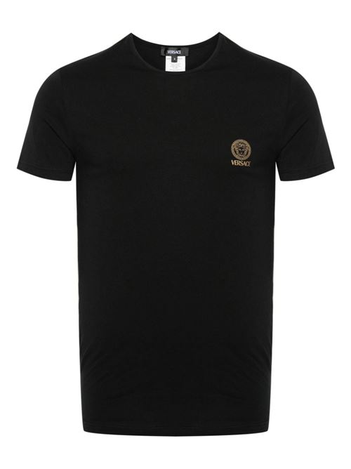 T-shirt in cotone organico con logo bianca/nera in confezione da 2. Versace | AU101931A10011A225E