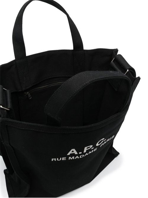 Black cotton logo print bag A.P.C. | CODBMH61318LZZ