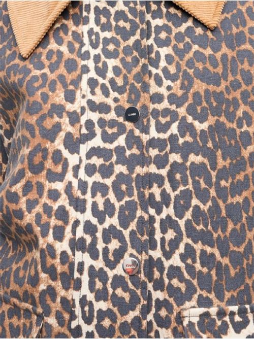 Leopard Printed Canvas Midi Jacket GANNI | W0391859