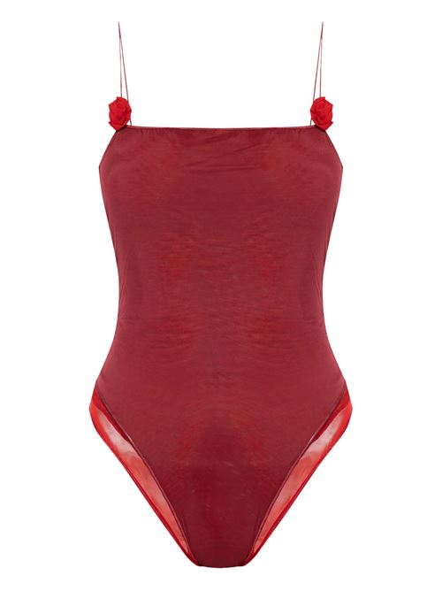 Dark red lurex beachwear OSEREE | FIS250MERLOT-RED