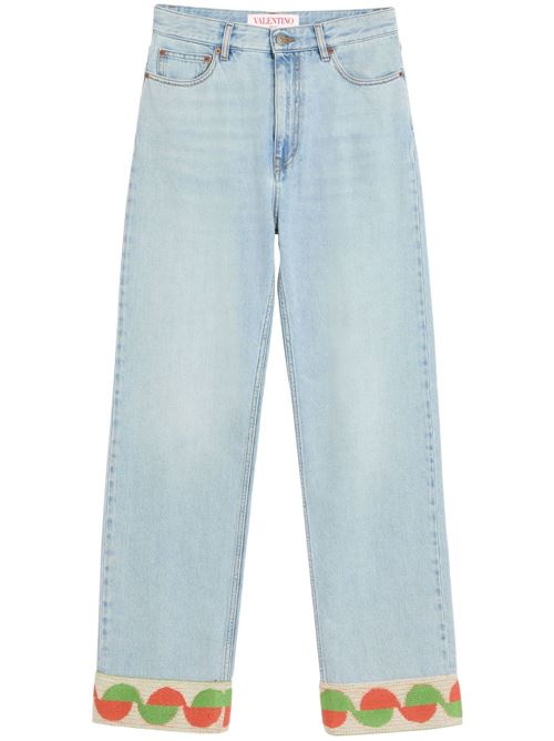 Denim trousers with jacquard fabric edge detail VALENTINO GARAVANI | 6B3DD18Y94W508