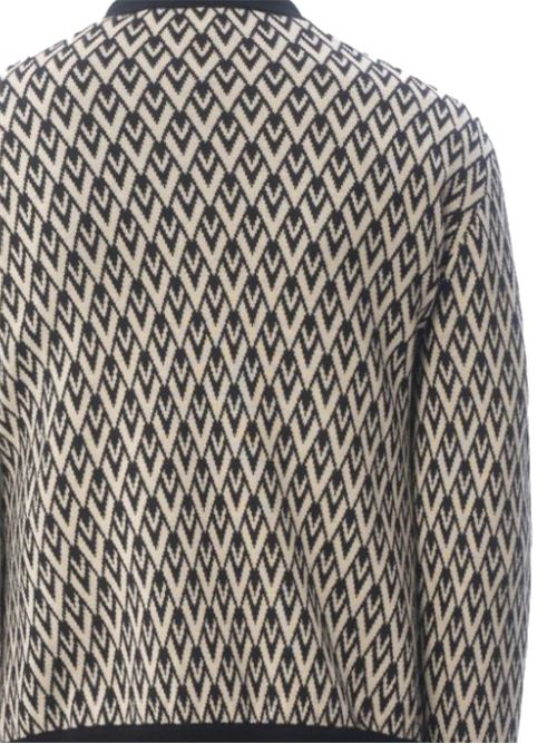 Valentino crew-neck sweater in wool with all-over Toute la V jacquard motif VALENTINO GARAVANI | 6V3KC33KAR0QTD