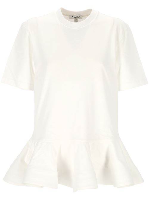 White Peplum T-Shirt Alaïa | AA9I0003J010A000