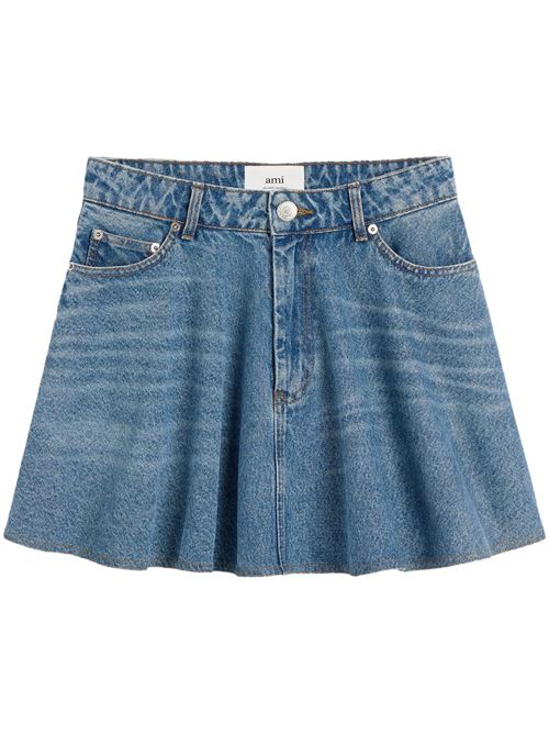 Blue Cotton Flare Mini Skirt AMI | FSK038.DE0046480