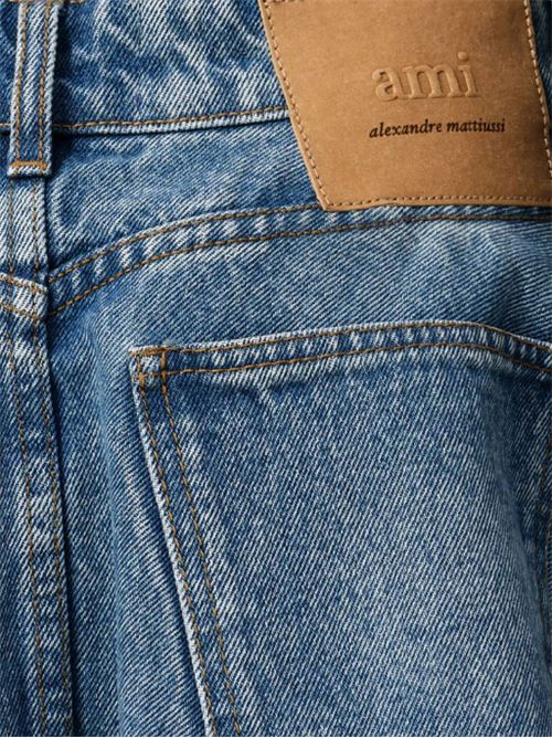 Minigonna svasata in cotone blu AMI | FSK038.DE0046480