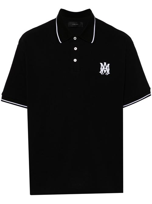 Black/white cotton piqué polo AMIRI | AMJYPO1009Black