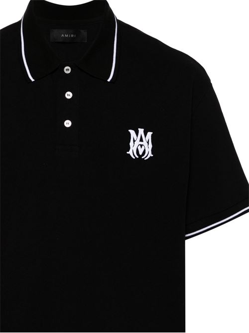 Black/white cotton piqué polo AMIRI | AMJYPO1009Black