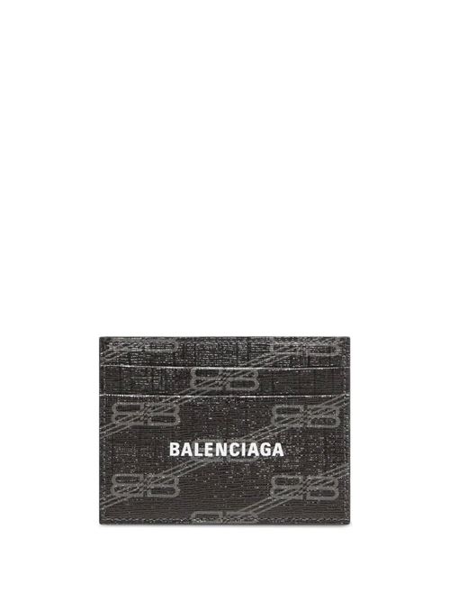 Signature Bb Monogram Coated Canvas Card Holder in Black BALENCIAGA | 594309210D81061