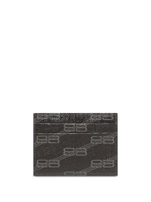 Signature Bb Monogram Coated Canvas Card Holder in Black BALENCIAGA | 594309210D81061