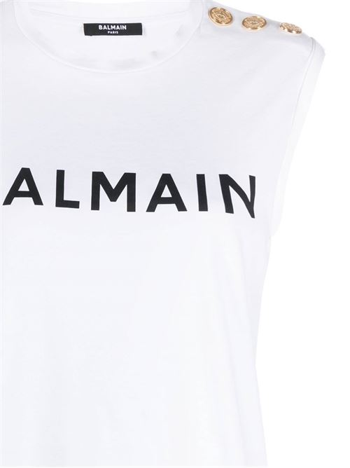 Optical white cotton logo top BALMAIN | CF1ED001BB02GAB