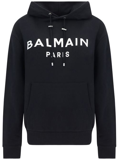 Black organic cotton logo sweatshirt BALMAIN | DH1JR002BB65EAB