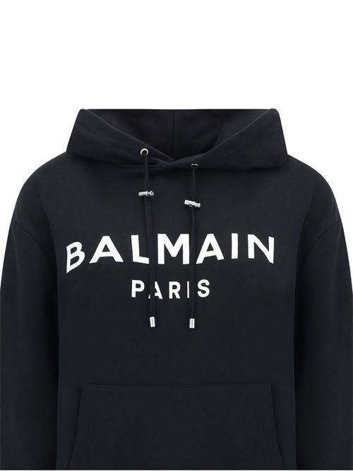 Black organic cotton logo sweatshirt BALMAIN | DH1JR002BB65EAB