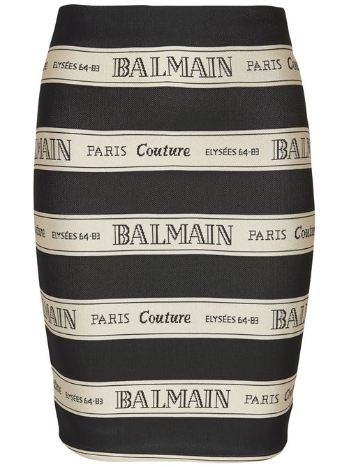 Short jacquard skirt with logo ribbon motif BALMAIN | EF1LC245JJ95EDY