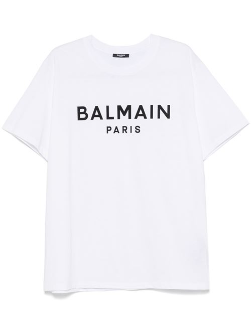 White crew logo t-shirt BALMAIN | EH1EG010BB73GAB