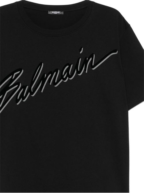 Black crew neck logo t-shirt BALMAIN | EH1EG010BC86EAP