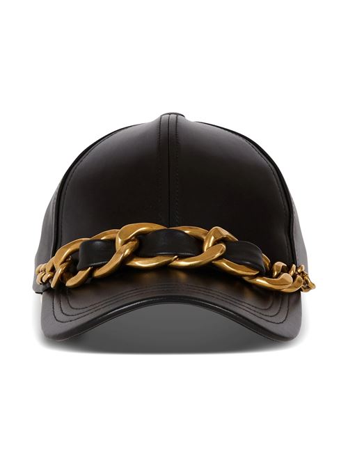 Leather cap with chain BALMAIN | EH1XA335LD84EAD