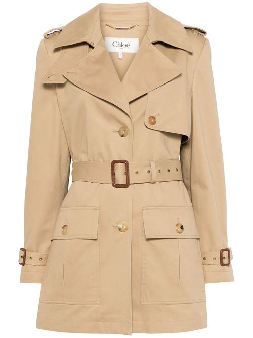 Short trench coat in organic cotton satin CHLOE | 25SMA133320G