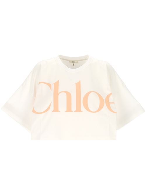 T-shirt corta oversize con logo in jersey di cotone CHLOE | 25UJH09183101