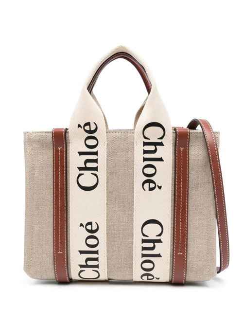 Tote bag piccola Woody in lino CHLOE | C22AS397I2690U