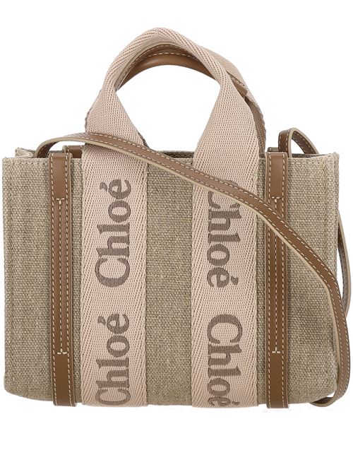 Mini Woody Linen Tote Bag CHLOE | C24UP237L1726Y