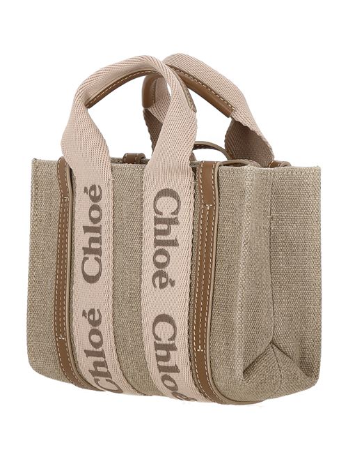 Mini Woody Linen Tote Bag CHLOE | C24UP237L1726Y