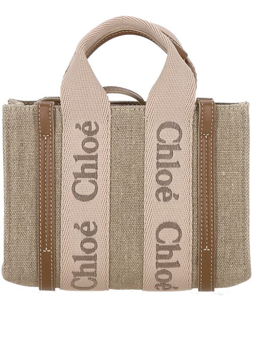 Mini Woody Linen Tote Bag CHLOE | C24UP237L1726Y