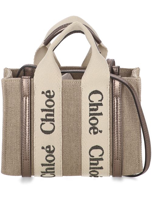 Tote bag mini Woody in lino e pelle   CHLOE | C25SP237O81074