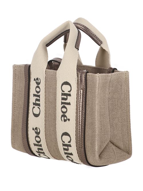 Tote bag mini Woody in lino e pelle   CHLOE | C25SP237O81074