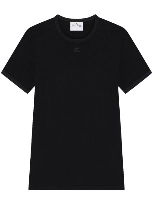 Black embroidered logo t-shirt COURREGES | 125JTS020JS02039999