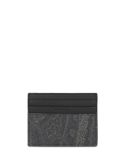 Black calf leather/cotton card holder ETRO | MP2E0001AA012N0000