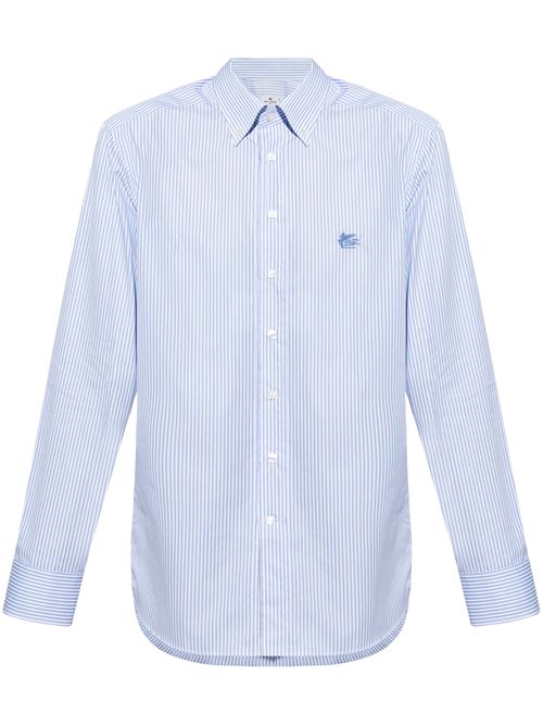 Camicia celeste colletto button-down con motivo Pegaso ETRO | MRIB000499TR575S8460