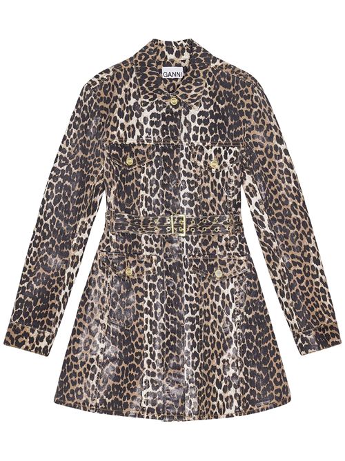 Leopard Print Foil Denim Dress GANNI | J1605943