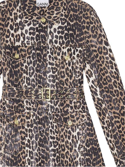 Leopard Print Foil Denim Dress GANNI | J1605943