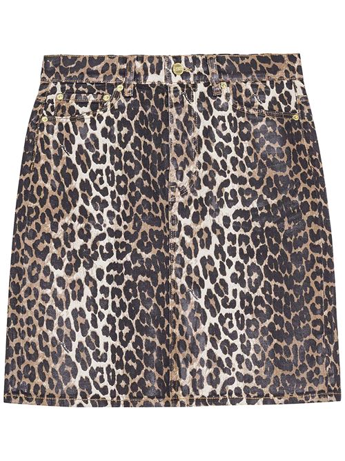 Leopard denim midi skirt GANNI | J1607943