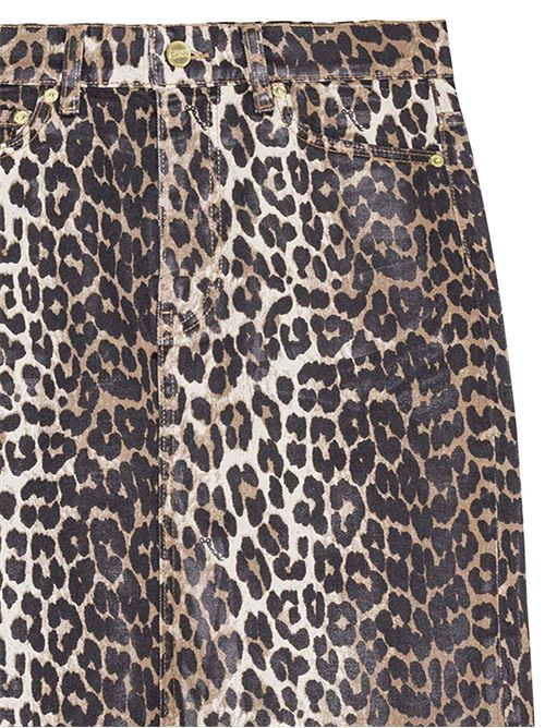 Leopard denim midi skirt GANNI | J1607943