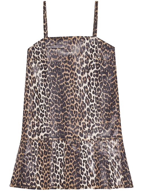 Leopard Foil Print Denim Strap Dress GANNI | J1661943