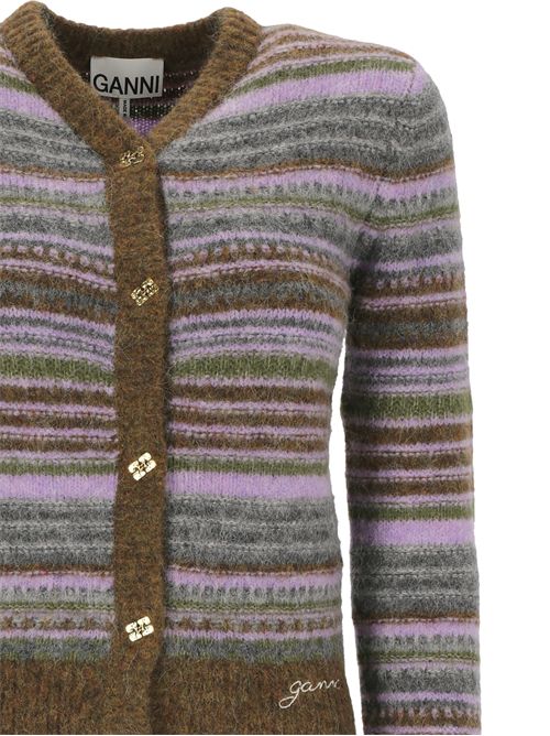 Cardigan a righe in morbida lana GANNI | K2355838