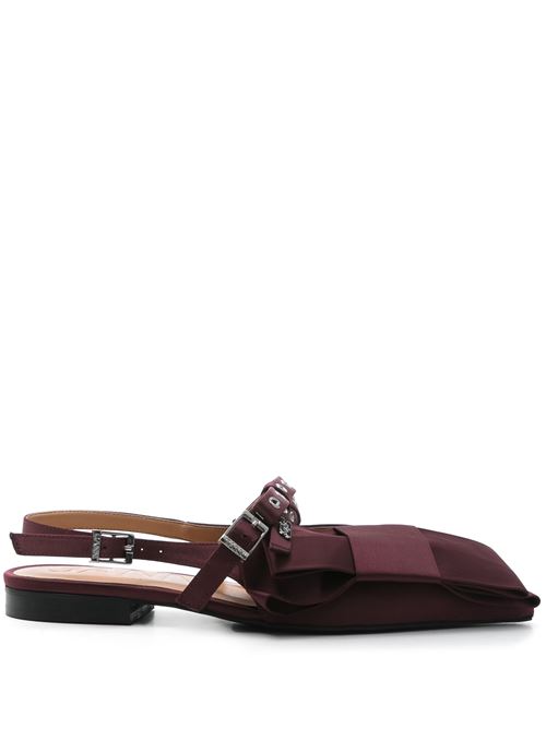 Burgundy Big Bow Slingback Ballerinas GANNI | S2860234