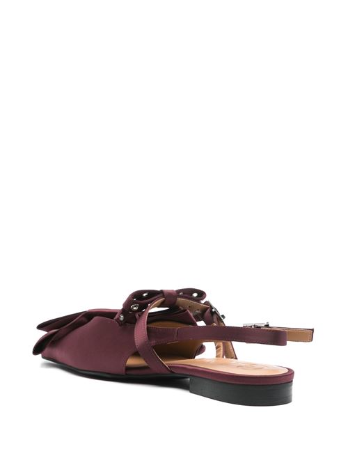 Burgundy Big Bow Slingback Ballerinas GANNI | S2860234