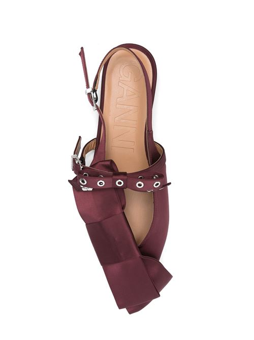 Burgundy Big Bow Slingback Ballerinas GANNI | S2860234