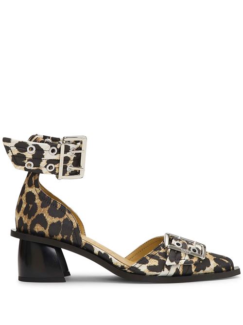 Leopard Print Feminine Buckle Open Cut Pumps GANNI | S2863943