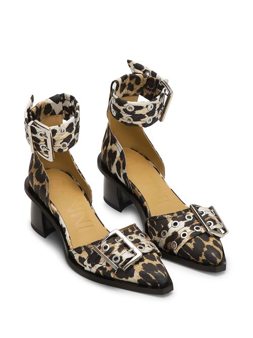 Leopard Print Feminine Buckle Open Cut Pumps GANNI | S2863943