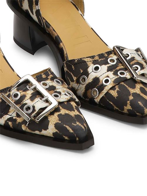 Leopard Print Feminine Buckle Open Cut Pumps GANNI | S2863943