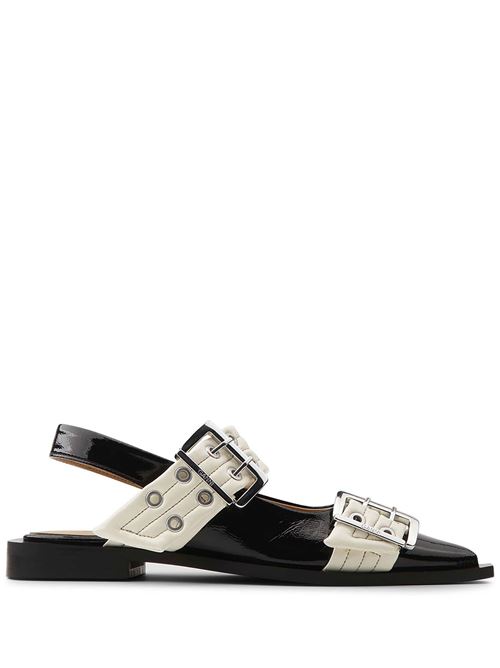 Black and Off-white Feminine Buckle Ballerinas GANNI | S2871087